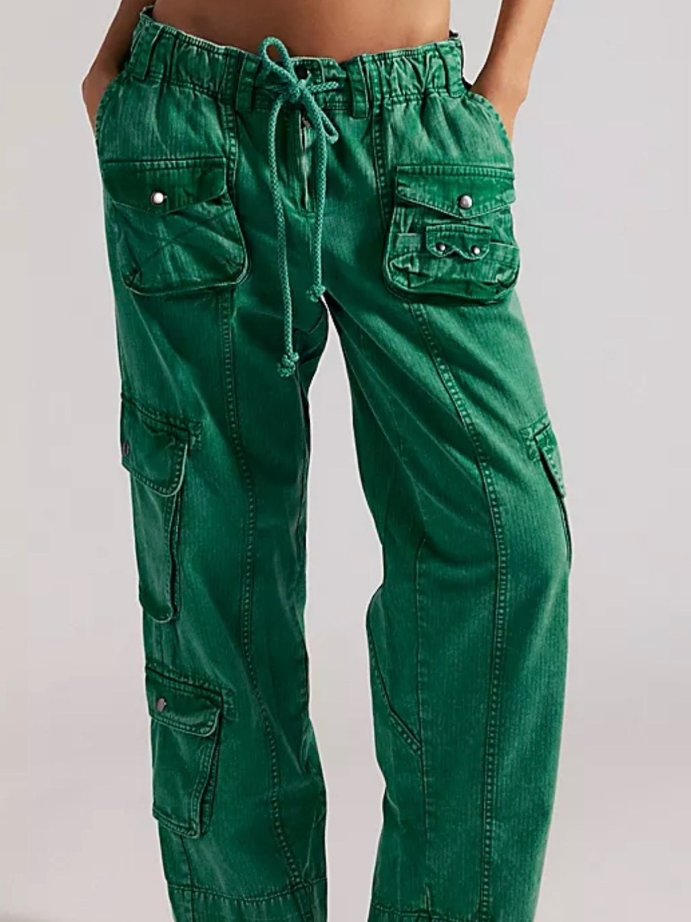 Free People Green Cargo Utility Pants